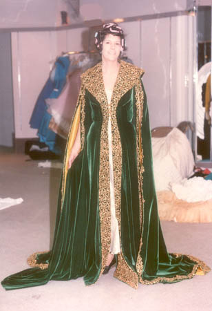 green robe back stage